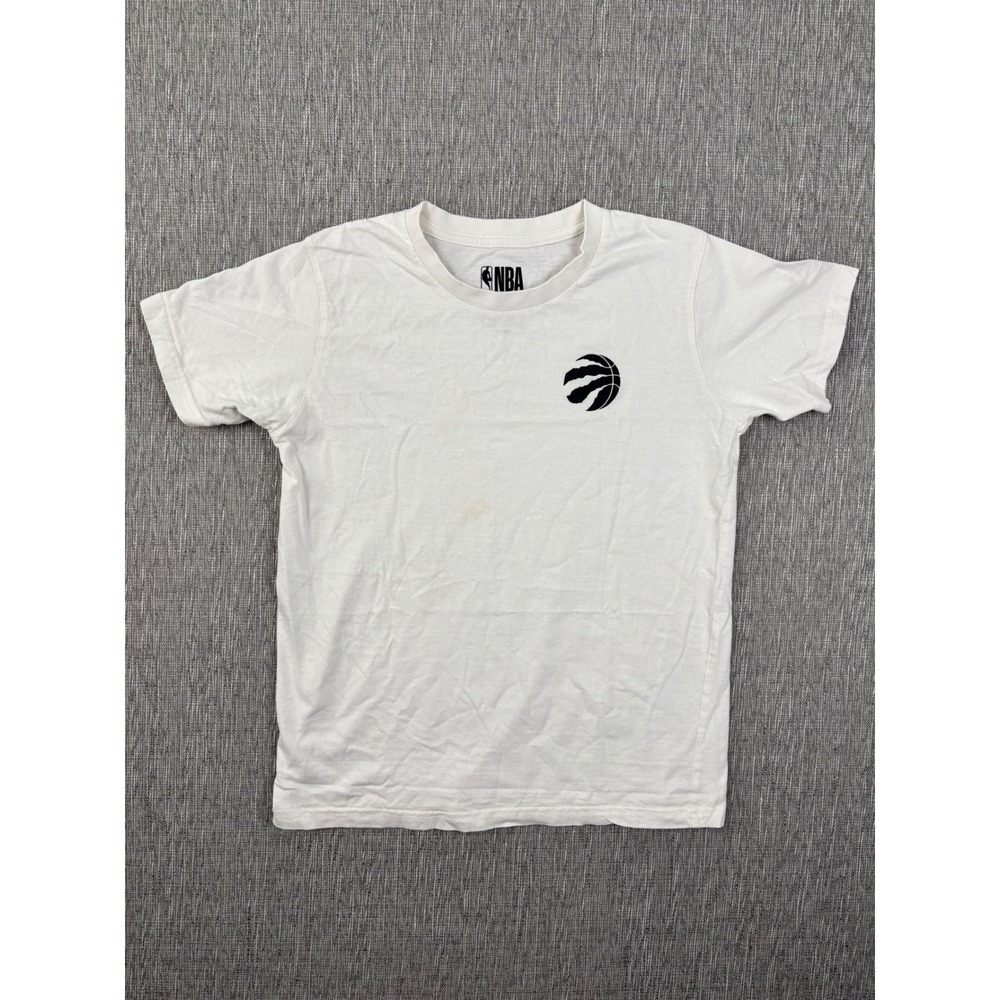 NBA Toronto Raptors Youth Medium White Graphic T-Shirt Cotton Short Sleeve Tee